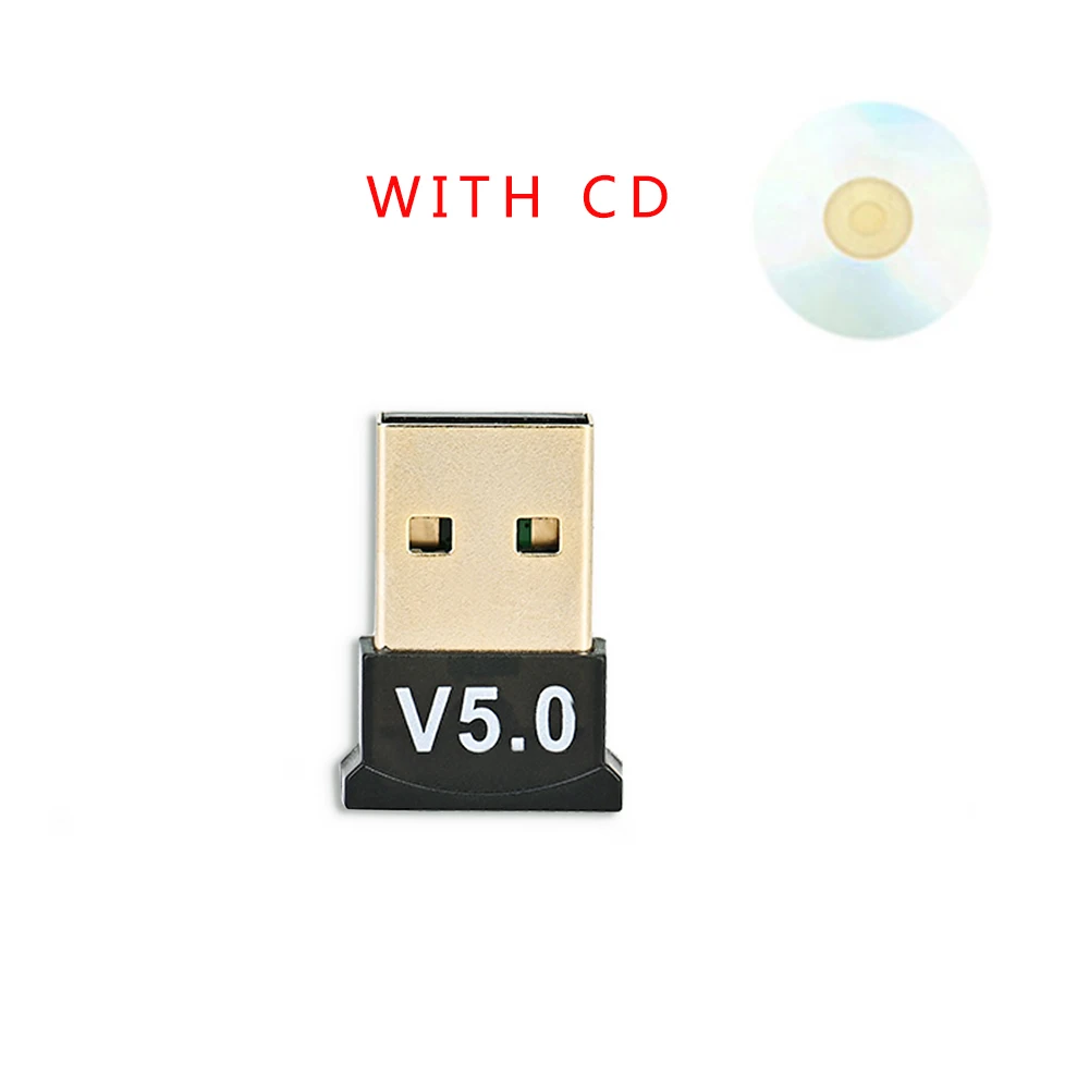 with CD USB Bluetooth 5,0 аудио приемник передатчик беспроводной USB адаптер для компьютера ПК ноутбука Win 10 8 аудио Bluetooth ключ адаптер - Цвет: with CD
