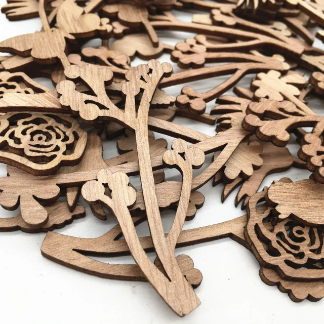 10 Laser Cut Wood Shapes for Crafts Wood Charms DIY Woodcrafts Decor Leaves