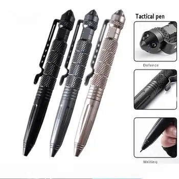 

200pcs Practical Tactical Pens EDC Aluminum Glass Breaker Self Defense Tactical Survival Pen Multi-function Camping Writing Tool