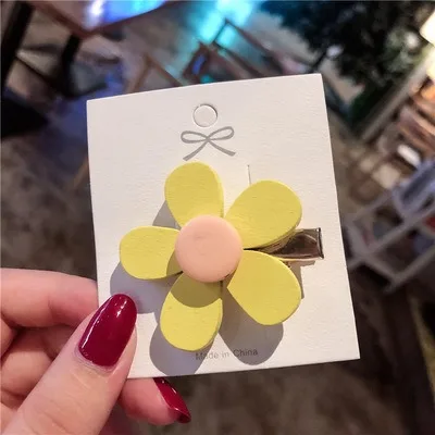 Женская цветная Цветочная заколка для волос с подсолнухом заколки карамельные