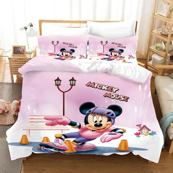 

Disney Mickey mouse Bedding Set Duvet Cover pillowcase Minnie mickey cartoon Children bed set Home textile Disney