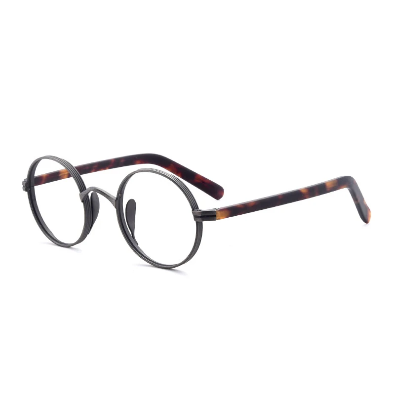 Gatenac Unisex Full Rim Round Titanium Acetate Frame Eyeglasses