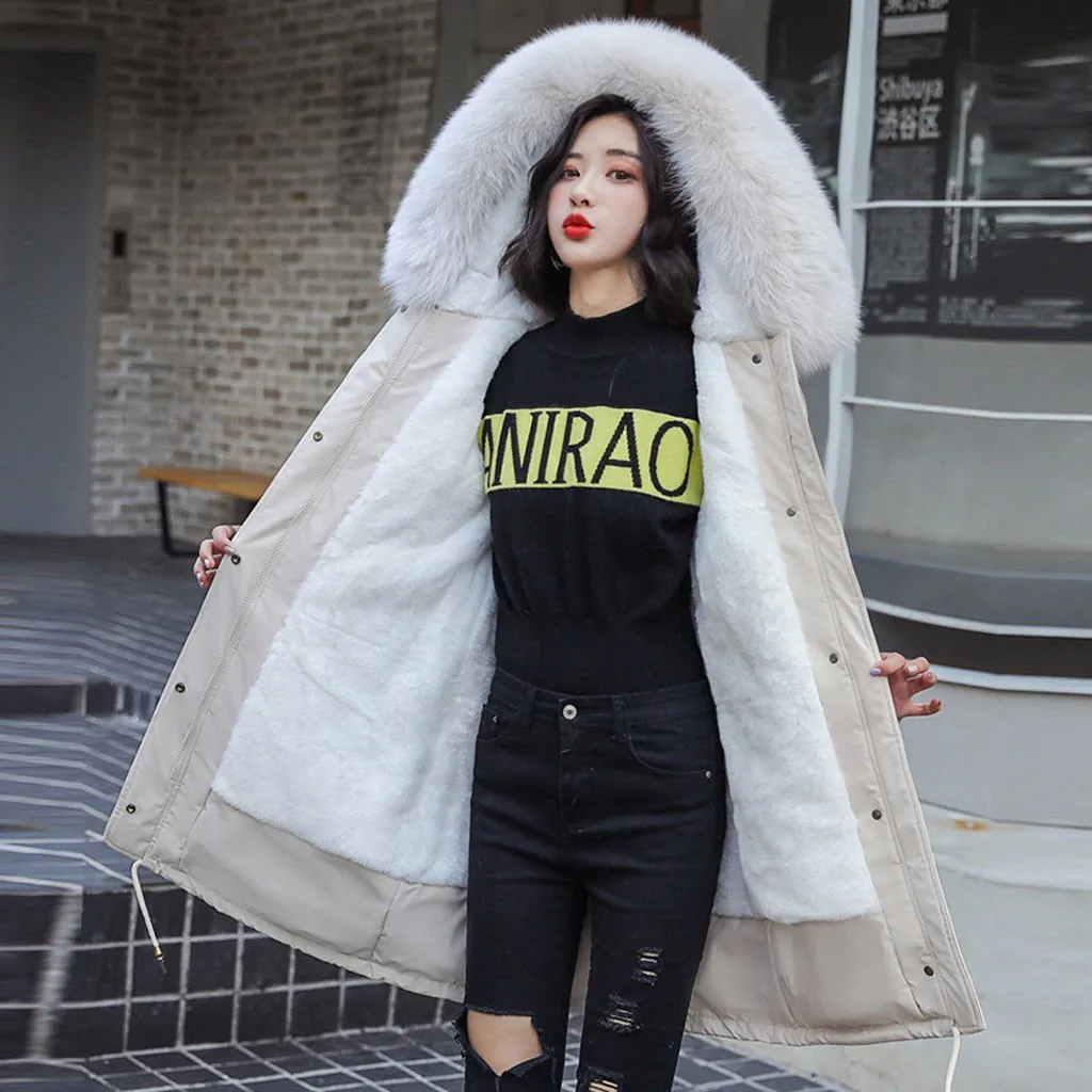 SAGACE Winter Jacket Women's Long Cotton clothing Fashion Zipper female Hooded plus fur collar Thick loose large size