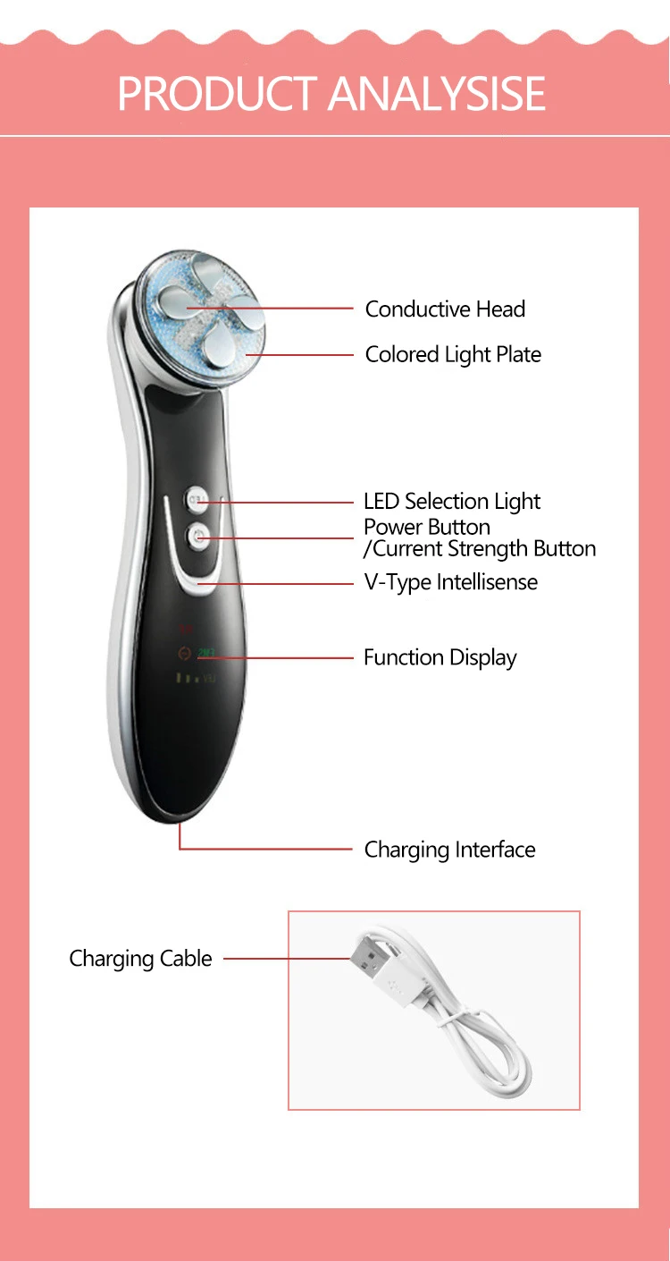 Facia RF светодиодный фотон радиочастотный EMS инструмент для красоты подтягивающий кожу лица подтягивающий удаление морщин USB уход за кожей лица массажер