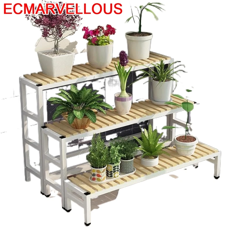 Bunga Suporte Flores Jardin Wood Estanteria Para Soporte Plantas Interior Ladder Balcony Rack Outdoor Flower Shelf - Цена: 