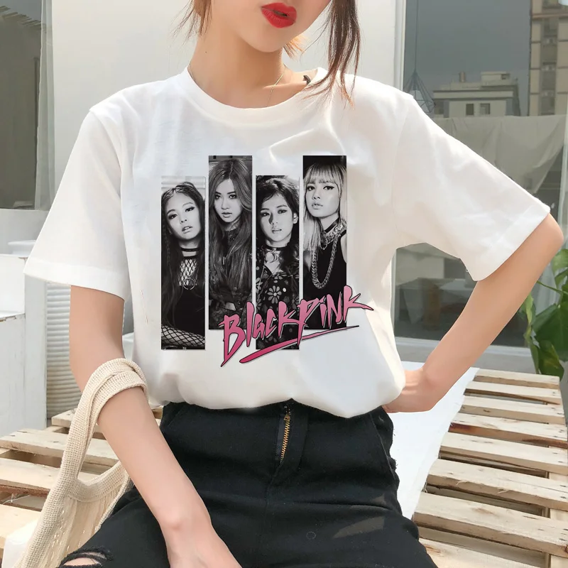 Blackpink Kill This Love Футболка Harajuku LISA JISOO JENNIE ROSE 90s мультяшная футболка женская модная футболка женская футболка Ullzang