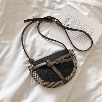 

Fashion Leather Small Saddle Bag for Women 2019 Designer Vintage Bow Round Mini Shoulder Bags Summer Crossbody Bag Handbag