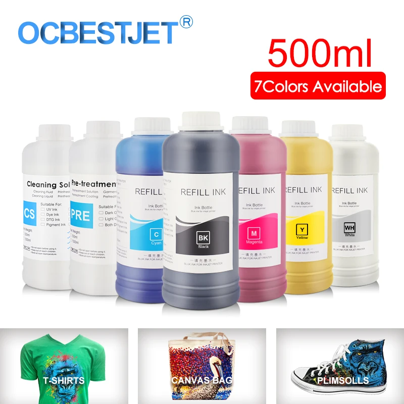 500 мл чернила DTG для текстиля одежды DX4 DX5 DX6 DX7 DX10 печатающая головка Epson 1390 R1900 R2000