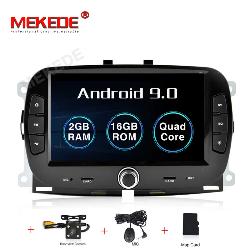 Android 9,0 4+ 64G Автомобильный CD dvd-плеер для FIAT 500-+ gps навигация 1024X600 Двухканальное радио мультимедиа 7 дюймов головное устройство - Цвет: 16G  CAMERA