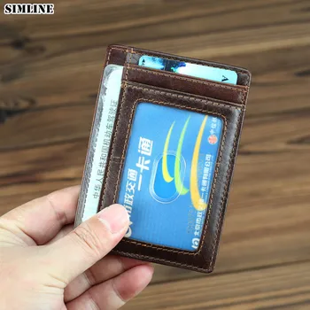 

Genuine Leather Card Holder For Men Vintage Rfid Blocking Short Slim Minimalist Front Pocket Wallet Coin Purse Credit Card Case