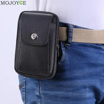

Men PU Leather Waist Bag 6 inch Travel Small Phone Pouch Casual Bum Belt Pack Casual Male Fashion Belt Bags Supply