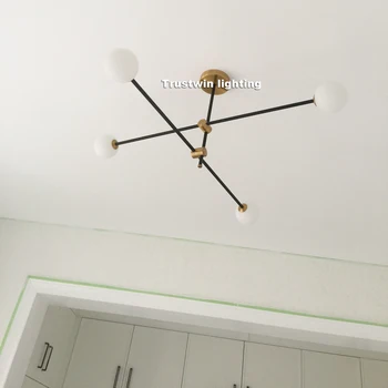 

Glass Ball Globe LED Pendant Light Lamp Dimmable Gold Iron Rod Pipe Simple Line Pendant Lamp Light LED Designer Post Modern G4