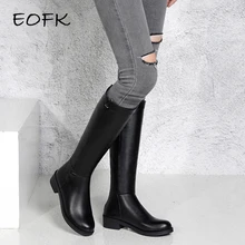 EOFK/ г.; зимние женские ботинки высокого качества; Цвет Черный; сохраняющие тепло кожаные водонепроницаемые женские ботинки на плоской платформе; женские короткие плюшевые ботинки на меху