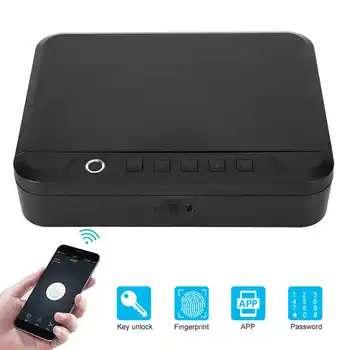 

Safe Box Portable Fingerprint Password Bluetooth App Pistol Car Jewelry Valuables Storage Case New