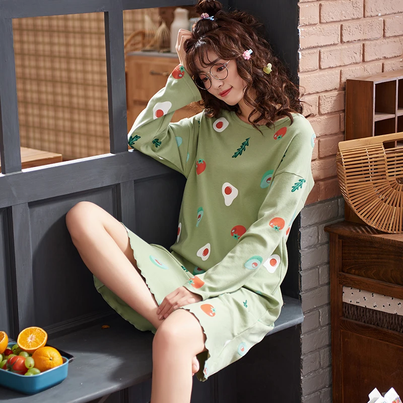 6527 Style Perfering горячая Распродажа хлопковое ночное белье женская ночная рубашка мультяшная Дамская ночная рубашка сексуальное ночное белье для девочек размера плюс домашнее платье для сна - Цвет: 6527 Style