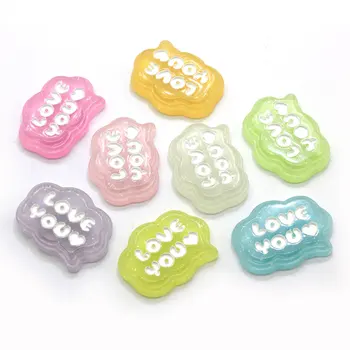 

10/100pcs Resin Cute Kawaii Miniature Cloud with LOVE YOU Letter Flat back Cabochons for Hair Bow Center Scrapbooking