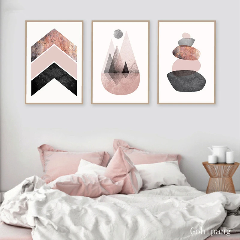 Pink grey rose gold bedroom Clearance