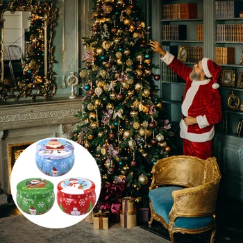 

3PCS Tinplate Round Ball Boxes Tree Hanging Tinplate Decor Box for Christmas