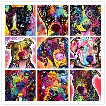 

5D Diamond Embroidery Color Graffiti Dog Pattern DIY Cross Stitch Diamond Mosaic Home Decoration
