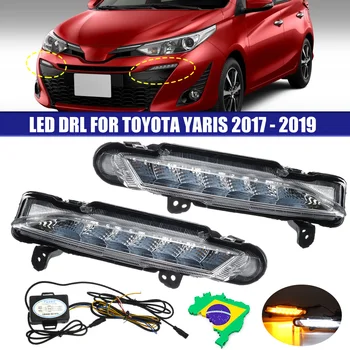 

Led Drl for Toyota Yaris 2017 2018 2019 Car Daytime Running Light With Wire 2Function Daylight And Turn Signal Light Accessories