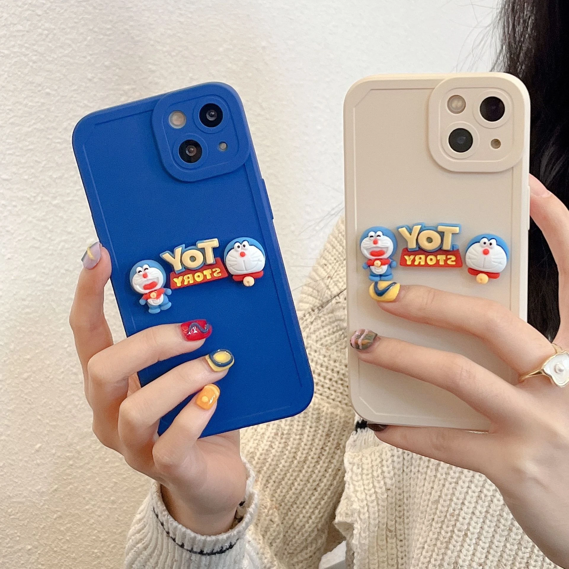 Ins Hot New 3d Stereo Klein Blue Doraemon Phone Case For Iphone 11pro 12 13promax 7 8plus Xs Max Xr Fashion Cute Cartoon Cover Phone Case Covers Aliexpress