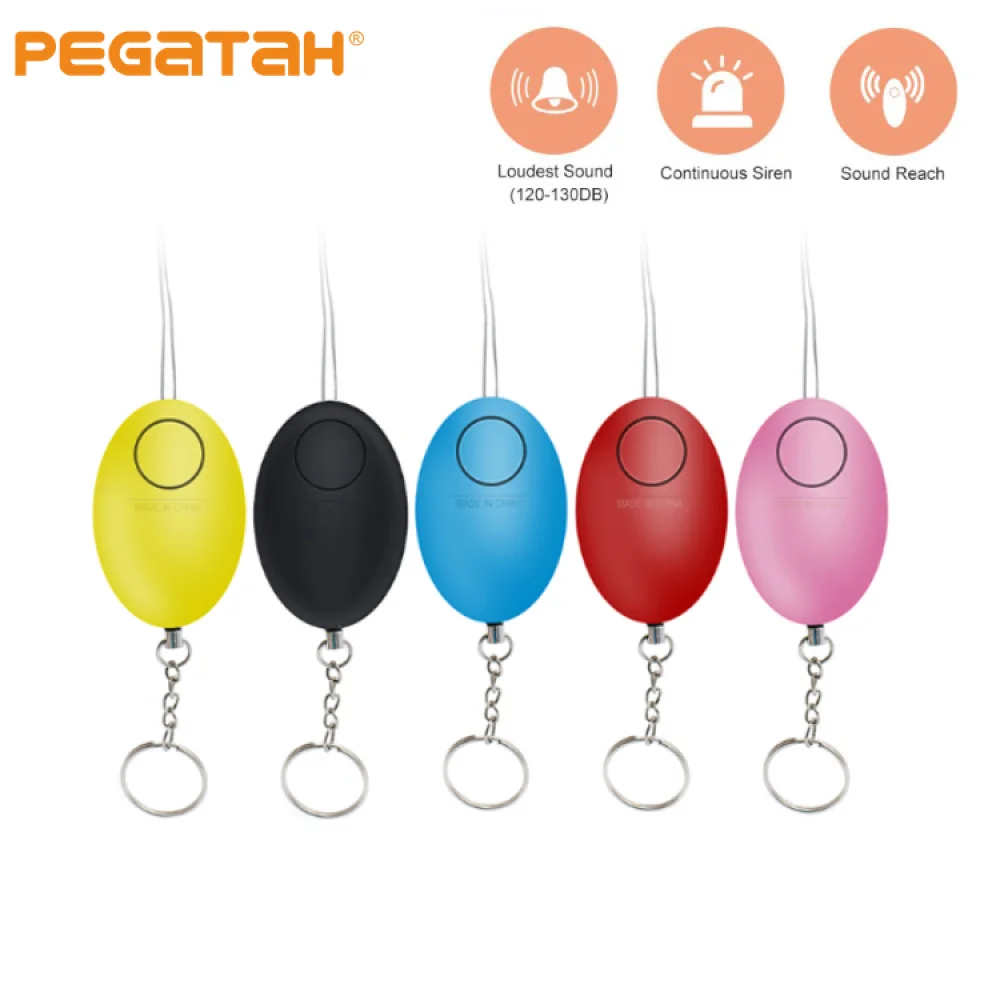 Barato auto defensa alarma para mujeres 120dB huevo forma chica protección de seguridad alerta de seguridad Personal gritar fuerte llavero alarma de emergencia