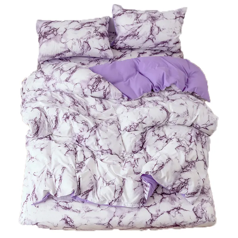 Purple Marble Bedding Sets Duvet Cover bed sheets and Pillowcases 3 pcs