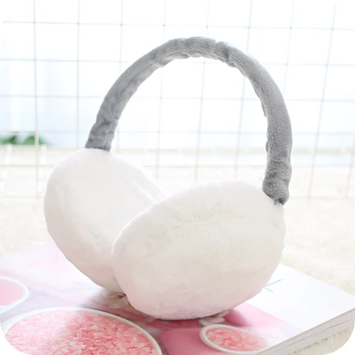 Earmuffs Womne New Korean Version Female Winter Lovely Rabbit Warm Womens Simple Solid Kawaii Accessories Solid Adjustable Chic - Цвет: C-white