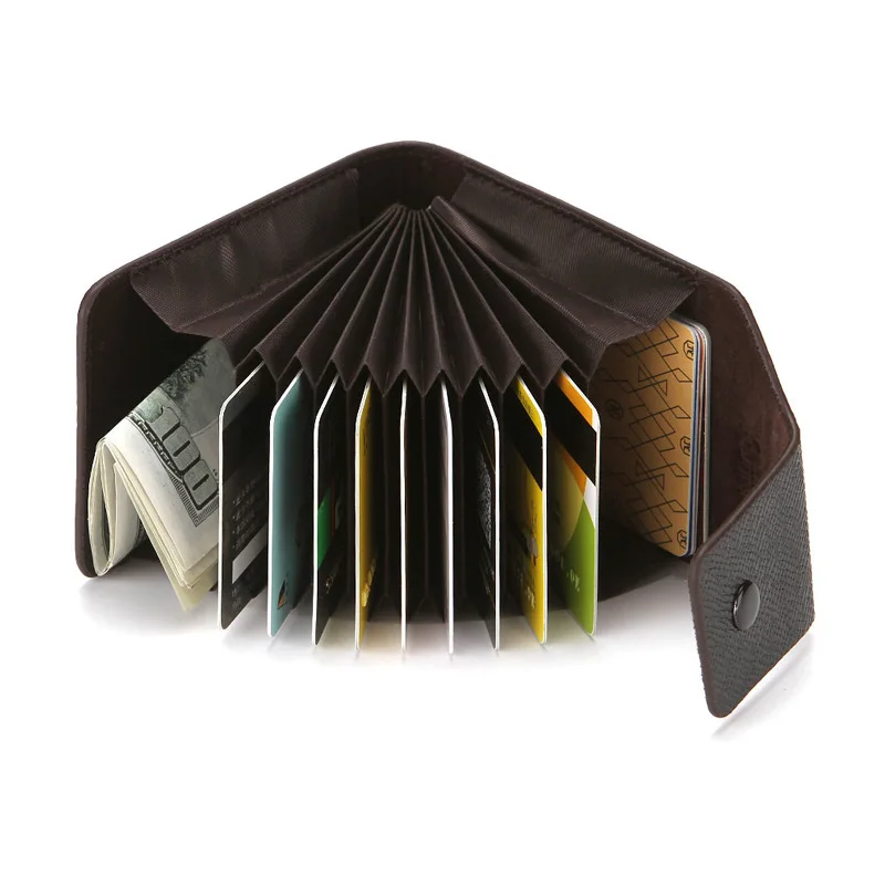 Multifunctional Card Sleeve Men's and Women's Genuine Leather Case Business ID Credit Card Wallet Holder Pocket Organizer