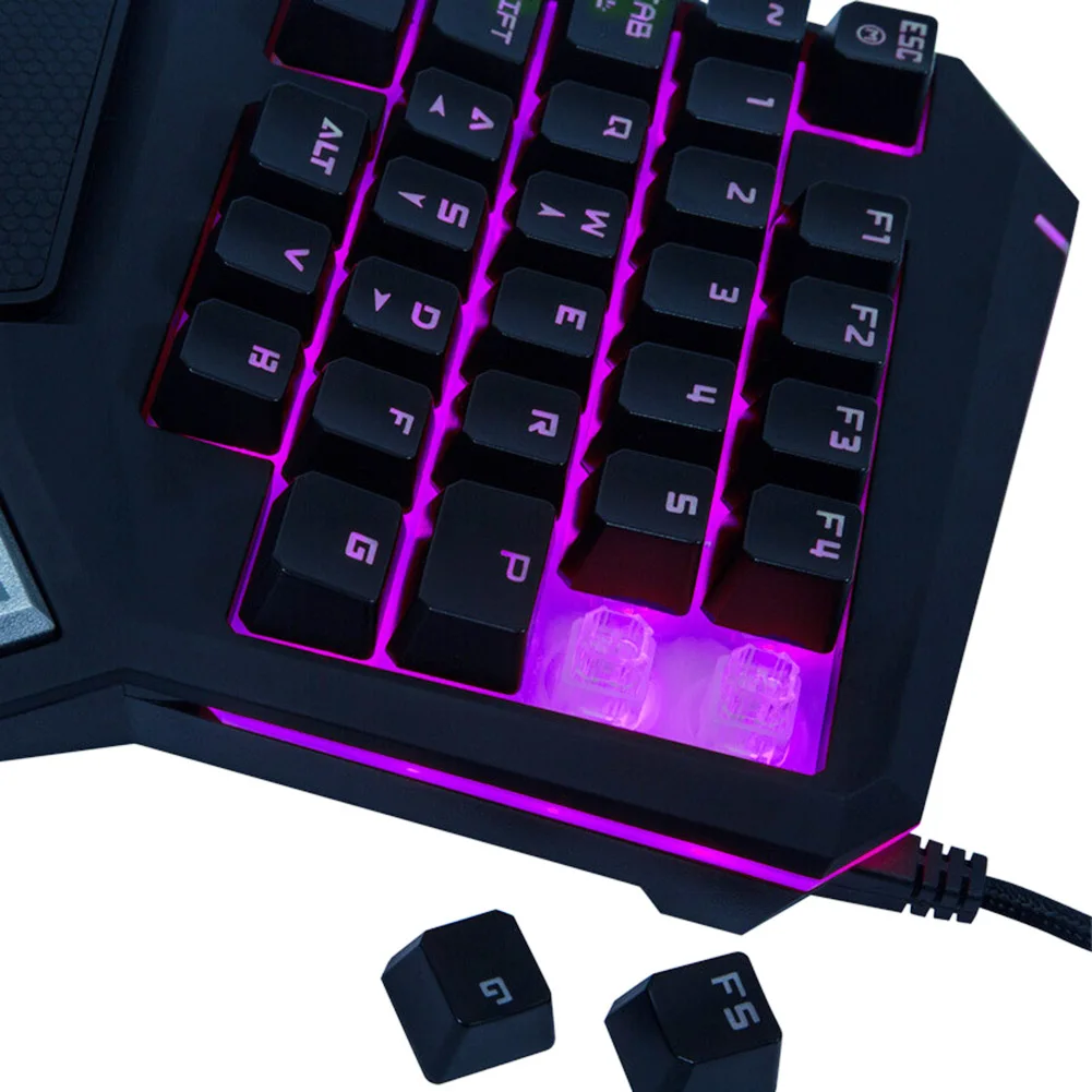

Single Hand Wired Gaming Keyboard With LED Backlight Mini Mechanical Keypad for Dota OW PUBG AS99