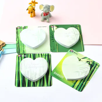 

12 pcs/lot Creative Bamboo Heart Memo pad Sticky Notes Cute N Times Stationery Label Notepad Bookmark Post school supplies