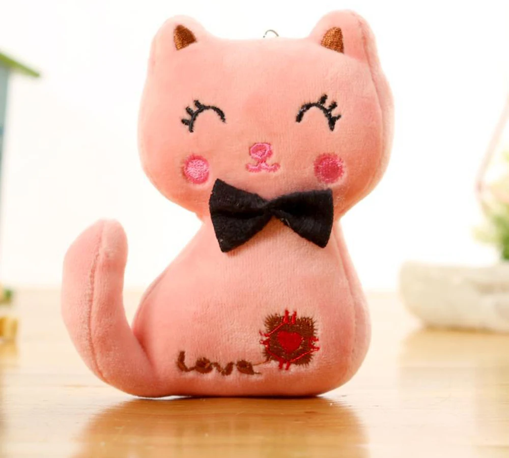 Baby Doll Keychain Plush Animal Stuffed Kitty Cat Key chain For Bag toy Key Ring Kids 4