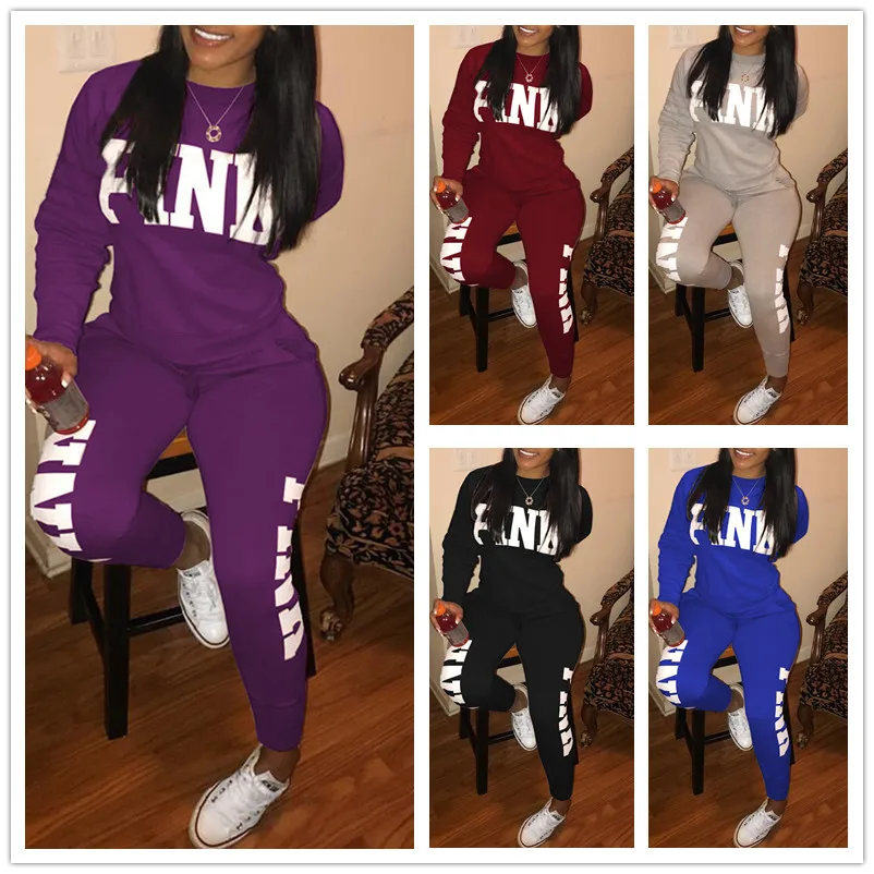 Plus Size Women Casual Set Two Piece Breathable Long Trousers Top Set Pink Letter Trinted Women Tracksuit Blue Purple Red Black шапка buff crossknit hat purple us one size 132891 605 10 00