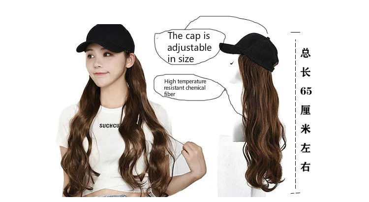 2019NEW Hat-wig-in-one парик женский длинный кудрявый волнистый набор париков парик высокая температура нити