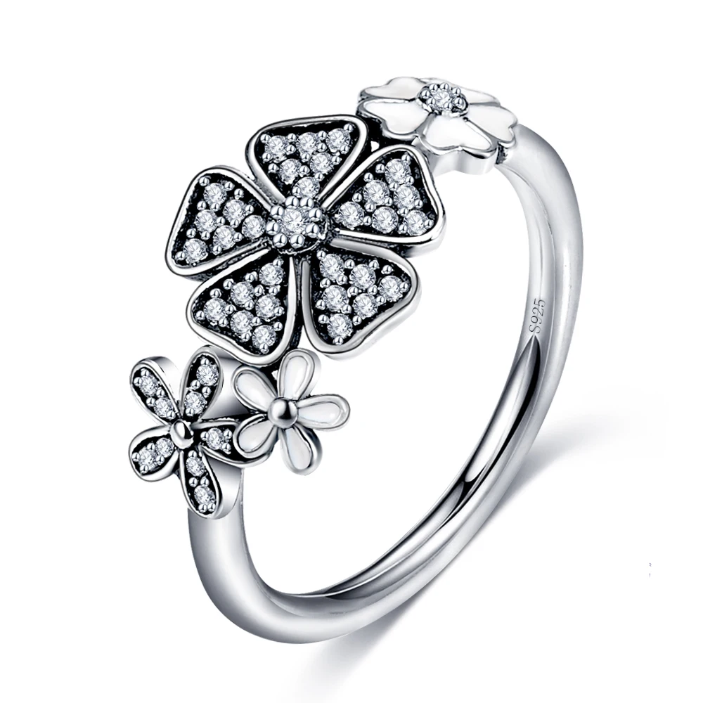 925 пробы, серебряное, классическое, сливовый, четырехлистный клевер, в форме сердца, женское, очаровательное, модное, открывающееся кольцо - Цвет основного камня: JZ107
