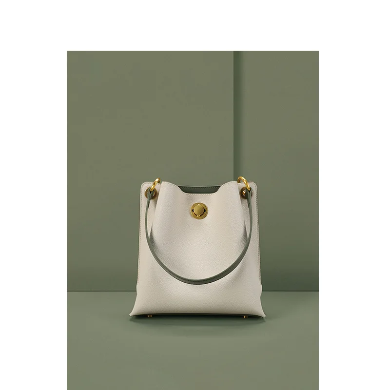 

2019 New Lychee Pattern Single Shoulder Bucket Bag Net Red Large Capacity Messenger Handbag