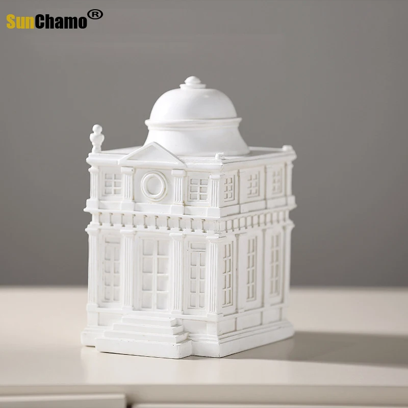 

Creative Meter White Building Shape Money Storage Pot Student Birthday Gift Deposit Bank Resin Household Furnishings Ornaments