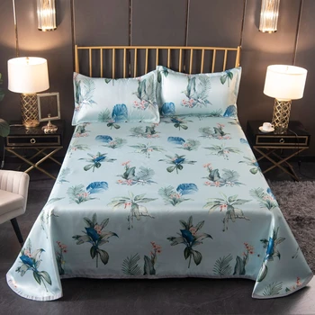 

1pc Plant Flat Sheet Silk Cotton Increase Printed Sheets Bedcover Bedspread Bedclothes Hotel Home King Size No Pillowcase