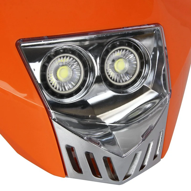 Motorcycle Headlight,Dual 5W LED Bulbs 12V Universal Modified Headlight head light lamp for Motorcycle Dirt Pit Bike forMX XC EX