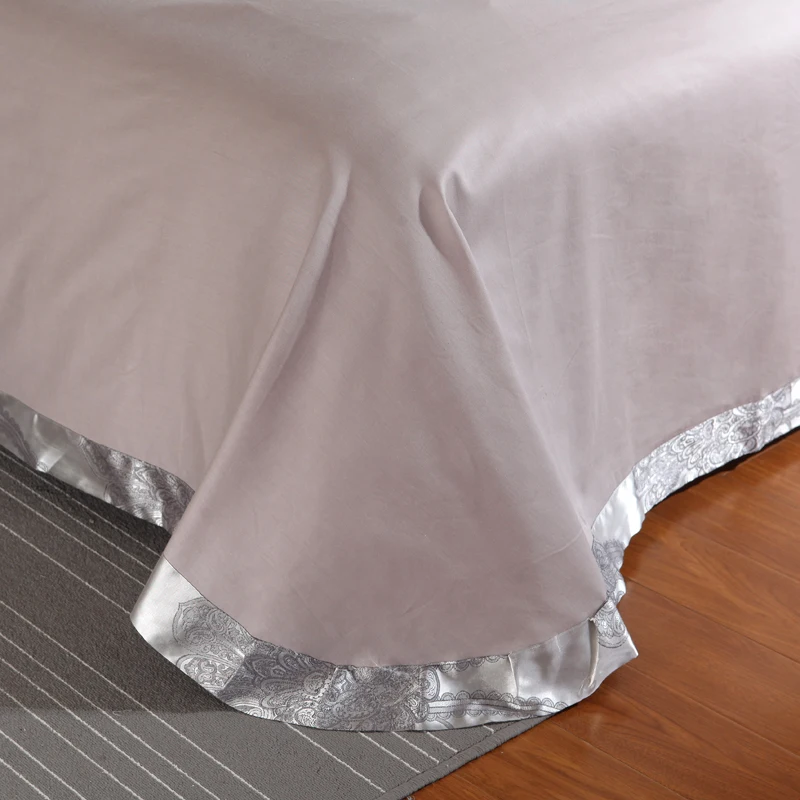 KELUO Luxury Wedding jacquard mulberry silk bedding 100%cotton Embroideredincluding duvet cover bed sheet pillowcase GRAY