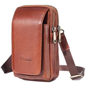 

New Men's Belt Waist Bag Multifunctional Mobile Phone Small Pack Man Genuine Leather Crossbody Messenger Bag Casual Bag