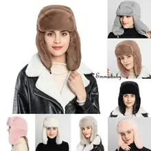 Женские шапки с манжетами, Зимние теплые наушники, утолщенная шапка с ушками, женские шапки-бомберы из искусственного меха, модные новые 7 цветов