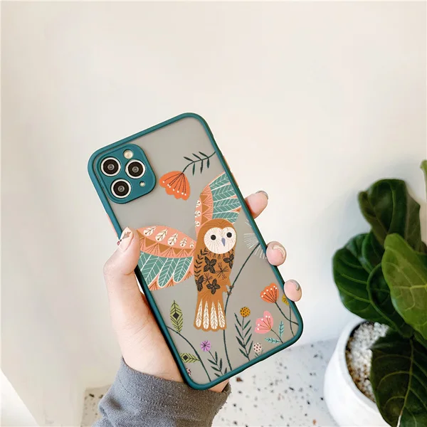 Blumen- und Vogelmuster Handyhülle für iPhone 17 16 Pro MAX XS XR X 12 14 11 13 15 Pro Max 16 Plus – Florale Farb-Rückseite mit Eulen- und Schwanen-Design – Detail 8
