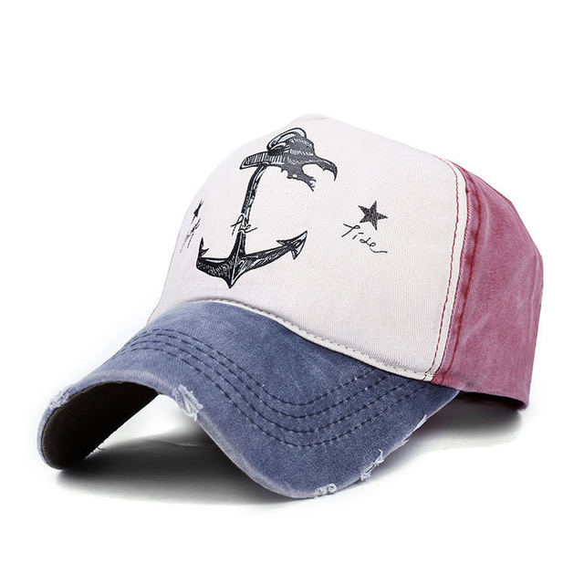Style The Pirate Ships Anchor Printing Adjustable Washed Baseball Cap Anchor Hat Sailing Women Beach Gift Boating Yacht