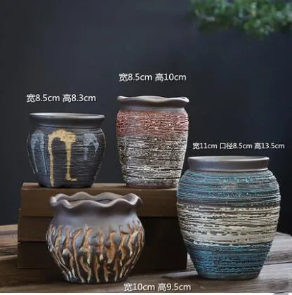 style14-4PCS Американская Керамика дышащее керамическое украшение цветочный горшок домашняя гостиная фигурки ремесла открытый суккулент растение украшения - Цвет: style14-4PCS