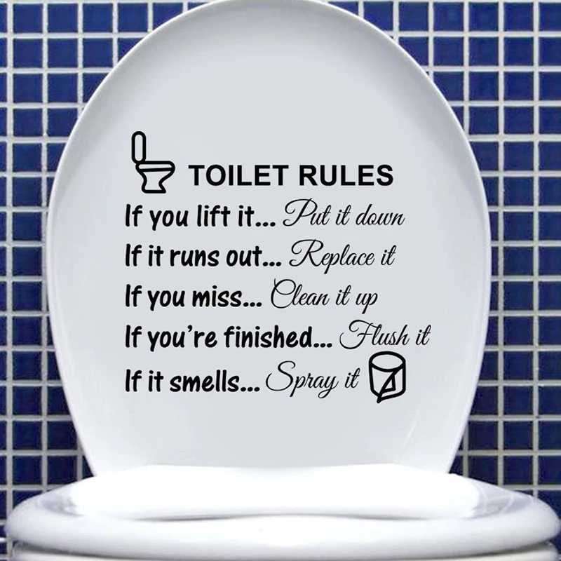 Creative Reminder Writing Toilet Stickers DIY Wc Washroom PVC Waterproof Posters Decals Models Wall Stickers Art Home Decoration