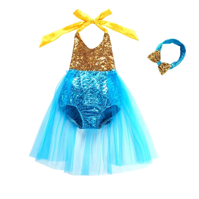 Рождественское платье русалки для девочек; летняя пляжная одежда для детей; Детский карнавальный костюм; вечерние аксессуары на Хэллоуин, карнавал - Цвет: Clothes C
