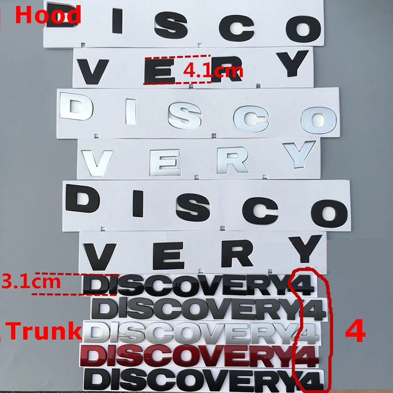

Round Font Letter Emblem Badge Special for DISCOVERY 4 V8 HSE SPORT Car Styling Refitting Hood Rear Trunk Logo Sticker Black Red
