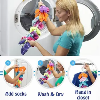 

Socks Storage Organizer Sock Adjustable Non-slip Hanging Rope Hook Clips Sock Cleaning Aid Tool Socks Drying Hanger Clothesline