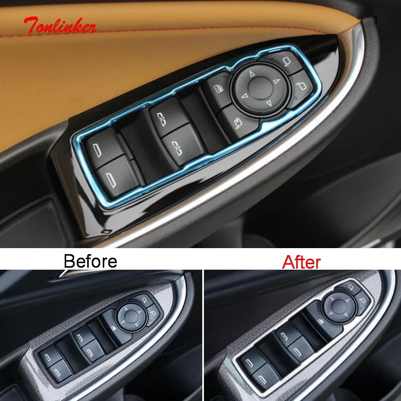 Tonlinker интерьер окна панель управления крышка стикер для Шевроле Malibu-19 Автомобиль Стайлинг 4 шт. стальная крышка стикер